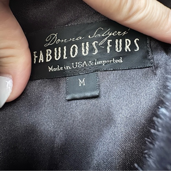 Donna Salyers Fabulous Furs Black Faux Fur Hooded Vest M 21x38 Luxury - Picture 6 of 12